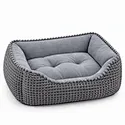 Custom Chunky Knit Orthopedic Dog Bed Manufacturer in China | OEM & ODM Grey Bolster Pet Bed with Tufted Cushion